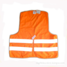 Orange Roadway Security Vest with two reflective stripes